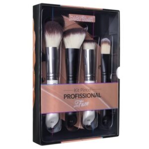 Kit com 4 Pincéis Profissionais para Face Macrilan