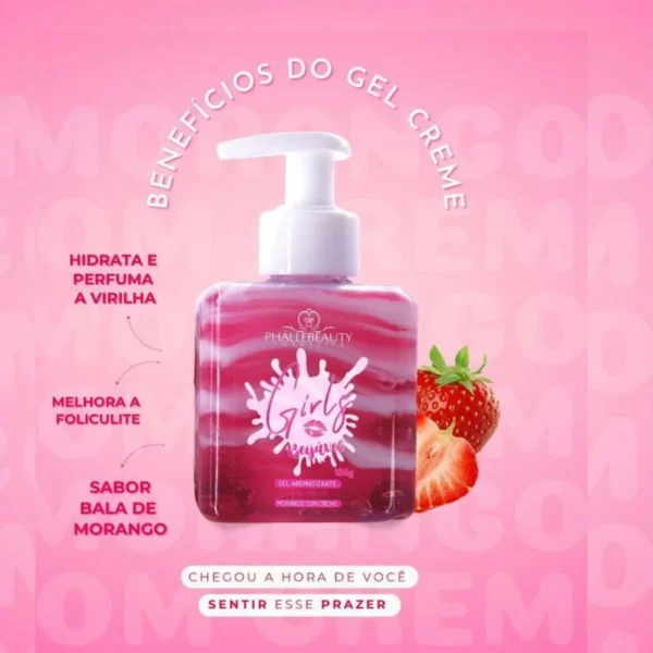 Gel Aromatizante para Virilha Beijável Morango com Creme - Image 2